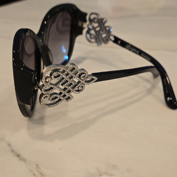 Brighton Accessories - Brighton Black Swarovski Crystal Intricate Detail Sunglasses Silver Detailing
